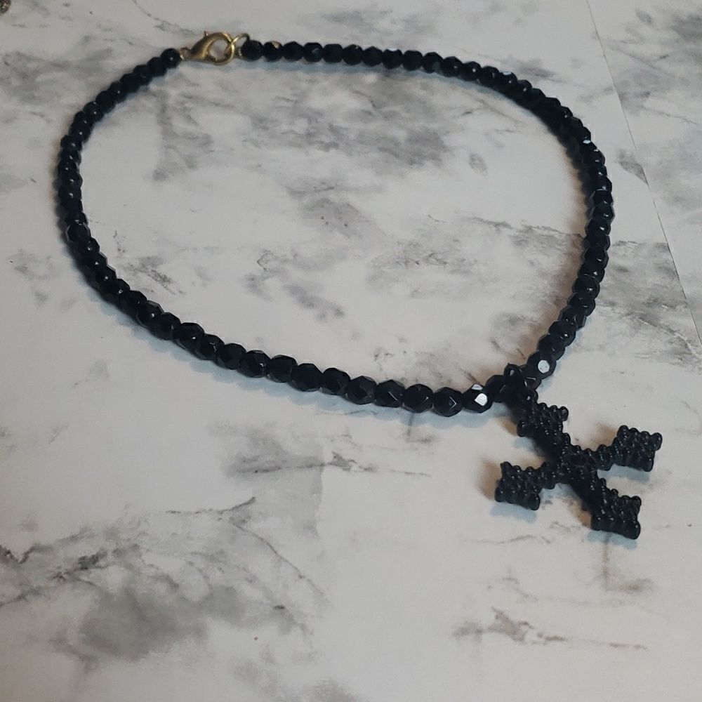 Black Gothic Cross Necklace‎